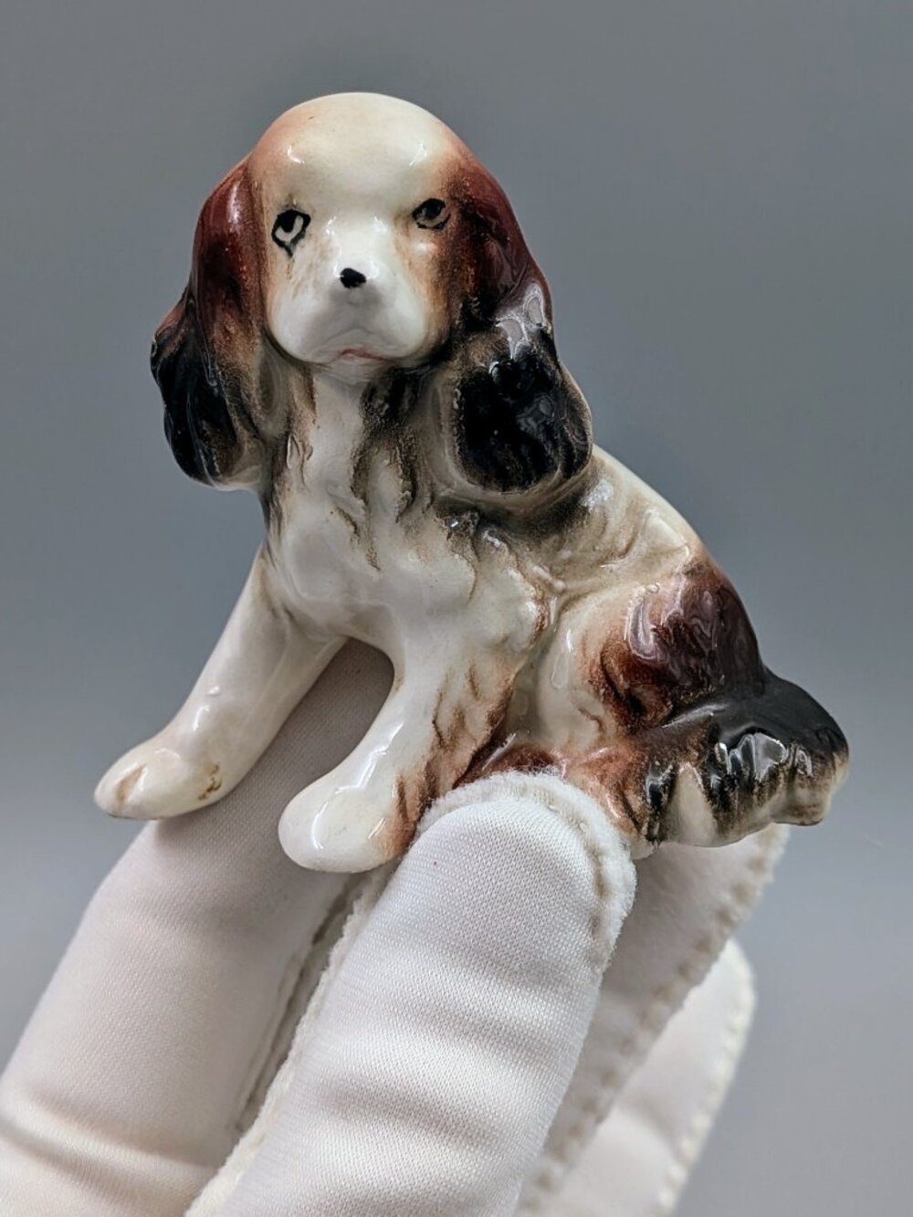 Vintage Porcelain Miniature Spaniel Dog Figurine